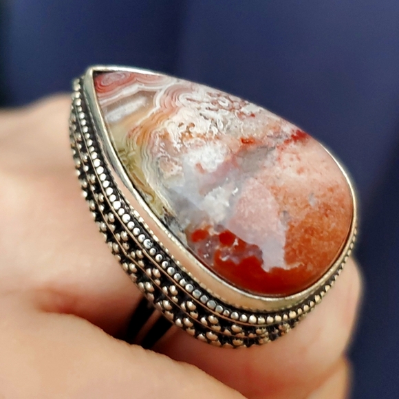 New Crazy Lace Agate 925 Silver Ring. - Picture 12 of 16